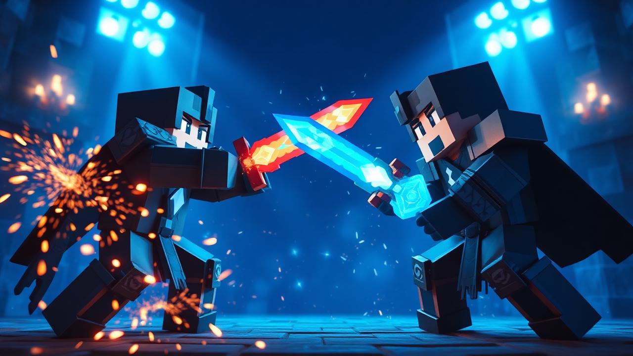 Duelo de espadas encantadas na arena